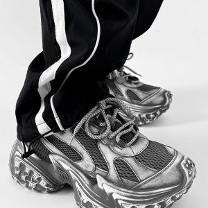 Black Knight Dad Shoes for Men & Women - Trendy Vintage Thick-Soled Height-Increasing Sports Shoes in Paris Street Style