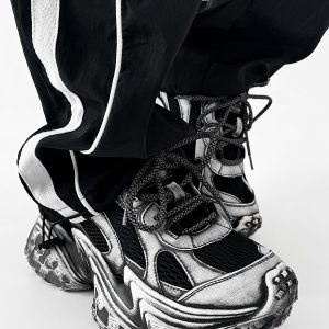 Black Knight Dad Shoes for Men & Women - Trendy Vintage Thick-Soled Height-Increasing Sports Shoes in Paris Street Style