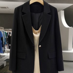 Black Korean Style Slim-Fit Blazer for Women - Chic High-End Professional Small Suit for Spring and Autumn 2025