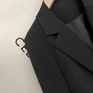 Black Korean-Style Slim Fit Suit Jacket for Women - 2025 Spring Autumn Hepburn-Inspired Professional Attire