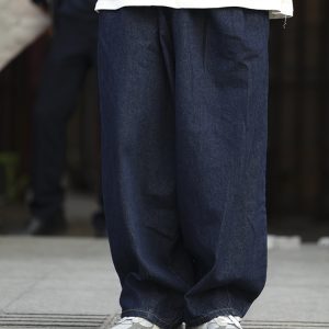 Black Loose-Fitting Retro Wide-Leg Cargo Pants for Men - Casual American Style, Trendy 90s Inspired Straight-Leg Design