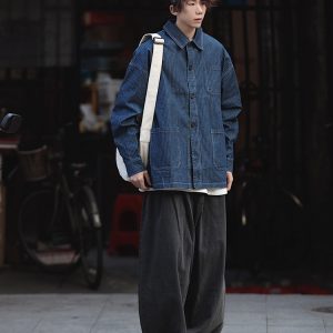 Black Loose-Fitting Retro Wide-Leg Cargo Pants for Men - Casual American Style, Trendy 90s Inspired Straight-Leg Design