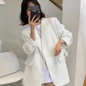 Black One-Shoulder Blazer for Women - 2025 Spring Autumn High-End Street Style, Loose Casual Chic Suit, Korean Fashion