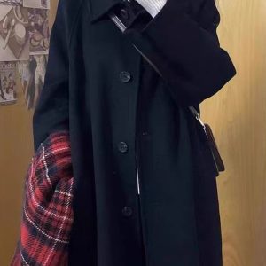 Black Reversible Cashmere Coat for Women - High-End Wool Outerwear for Autumn & Winter 2024, Petite Sizes, Stylish and Versatile