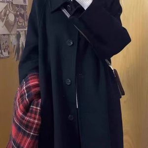 Black Reversible Cashmere Coat for Women - High-End Wool Outerwear for Autumn & Winter 2024, Petite Sizes, Stylish and Versatile