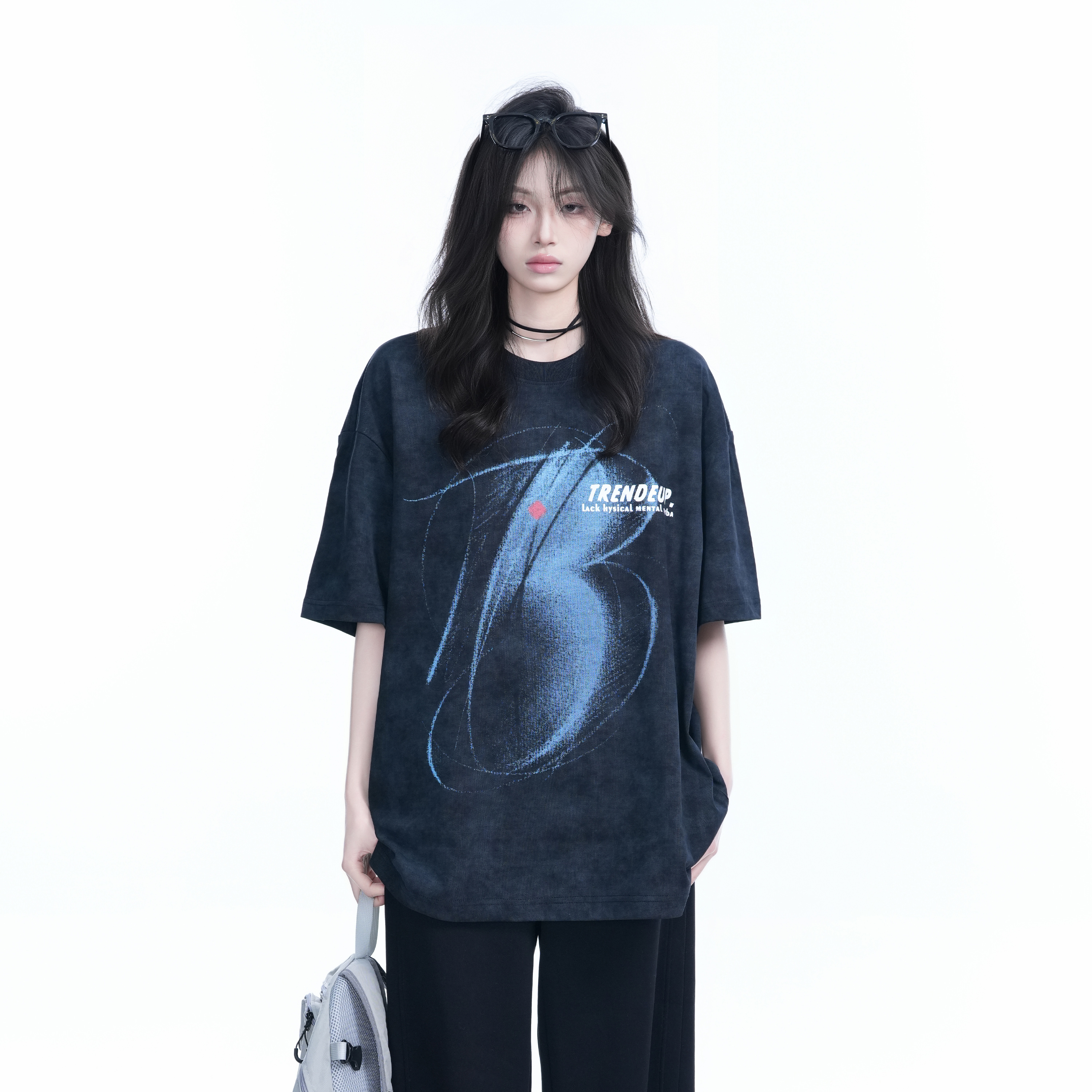 Black Tie-Dye Short Sleeve T-Shirt for Women - American Street Style, Loose Fit, Hip-Hop Inspired, Trendy Casual Wear