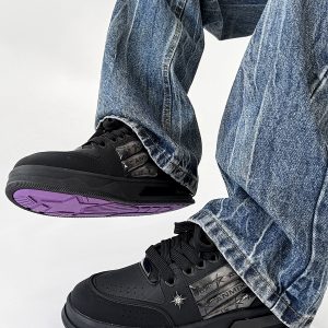 Black Warrior Board Shoes for Men and Women - Thick-Soled, Height-Increasing, Casual Couple Sports Shoes with Sailboat Star Design