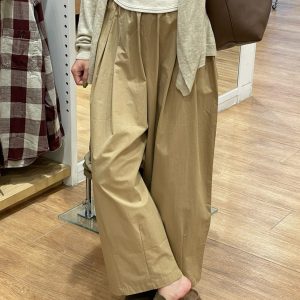 Black Women's Plus Size Summer Balloon Pants, Casual Loose Wide-Leg High-Waisted 90s Style Nine-Point Trousers