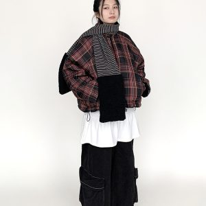 Blackcurrant Cookie Double-Sided Lamb Wool Cotton Coat - Quilted College Style Autumn Winter Outerwear