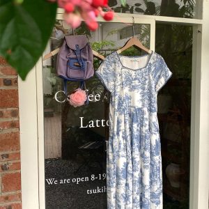 Blue Fan Star Garden French Retro Tencel Short Sleeve Dress for Women, Summer Loose Fit with Flying Sleeves, Vintage 90s Style