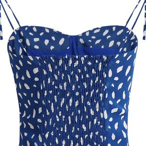 Blue Floral Camisole for Women - Slim Fit Versatile Style, 2025 Summer Trend, Perfect for Y2K and 90s Inspired Looks