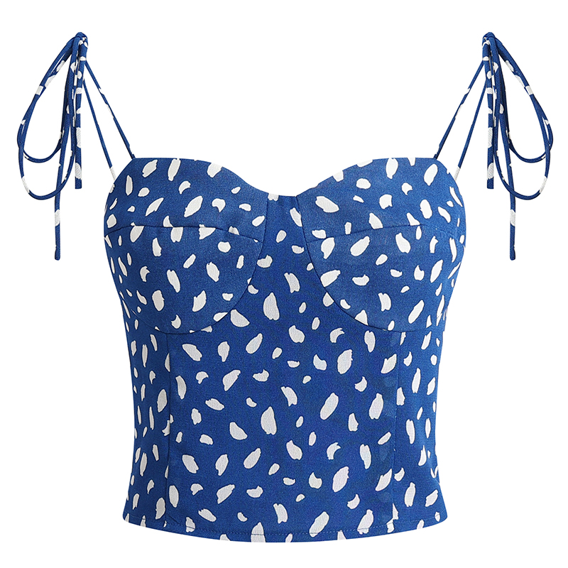 Blue Floral Camisole for Women - Slim Fit Versatile Style, 2025 Summer Trend, Perfect for Y2K and 90s Inspired Looks