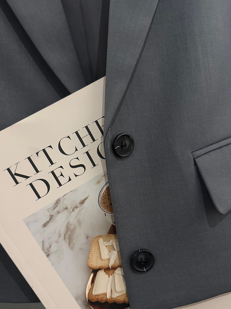 Blue-Gray Short Suit Jacket for Women - Trendy Spring Autumn Style for Petite Office Commuting - High-End Fashion 2025 Blue-Gray Short Suit Jacket for Women - Trendy Spring Autumn Style for Petite Office Commuting - High-End Fashion 2025