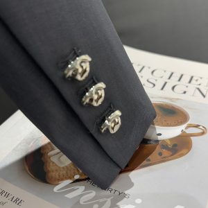 Blue-Gray Short Suit Jacket for Women - Trendy Spring Autumn Style for Petite Office Commuting - High-End Fashion 2025