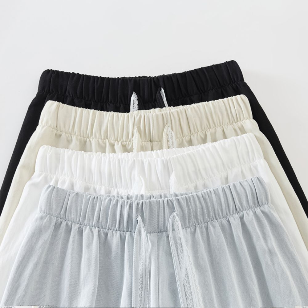 Blue Lace Drawstring High-Waisted Wide-Leg Ice Silk Cotton Linen Pants for Women - Summer Casual Floor-Length Trousers Blue Lace Drawstring High-Waisted Wide-Leg Ice Silk Cotton Linen Pants for Women - Summer Casual Floor-Length Trousers