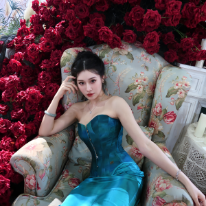 Blue Sea Legend Costume Set - Mother-of-Pearl Corset & Satin Mermaid Skirt - Fishbone Design - Y2K Inspired Fashion