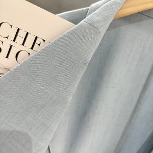 Blue Textured Blazer for Women - Minimalist Summer Style, Short Version, Trendy 2025 Fashion