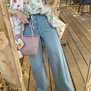 Blue Tide Vintage Retro Washed High-Waisted Jeans for Women - Summer Loose Wide-Leg Long Pants, Y2K Style, 90s Inspired Fashion