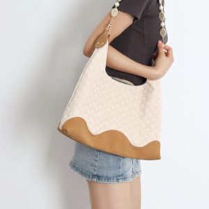 Bohemian Beaded Tote Bag for Women - Large Capacity Woven Shoulder Bag for Commuting and Vacation