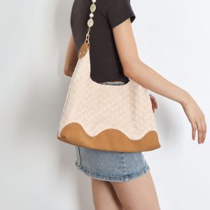 Bohemian Beaded Tote Bag for Women - Large Capacity Woven Shoulder Bag for Commuting and Vacation