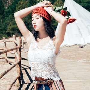 Bohemian High-Waisted Wide-Leg Beach Pants - Chiffon Printed Ethnic Style for Seaside Travel, Thailand Vibes