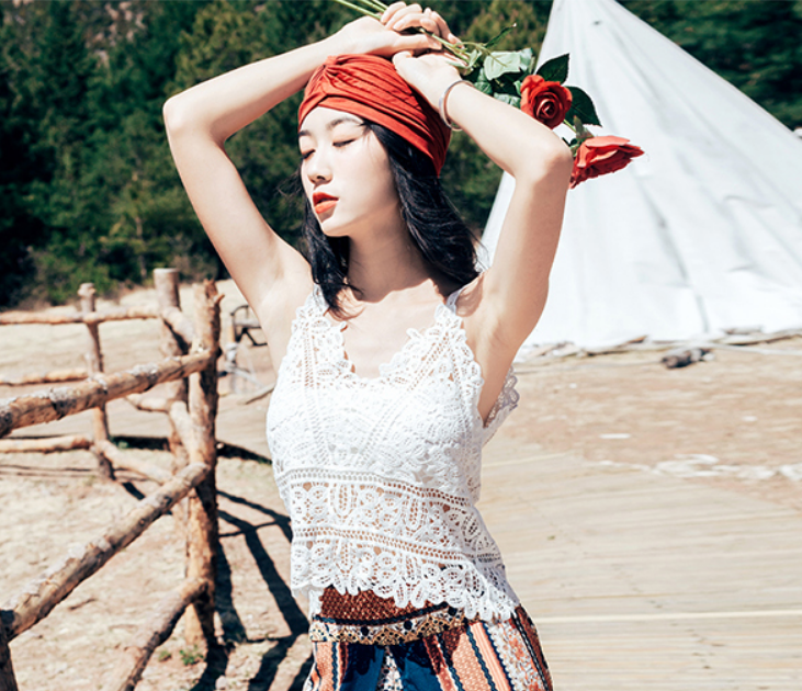 Bohemian High-Waisted Wide-Leg Beach Pants - Chiffon Printed Ethnic Style for Seaside Travel, Thailand Vibes Bohemian High-Waisted Wide-Leg Beach Pants - Chiffon Printed Ethnic Style for Seaside Travel, Thailand Vibes