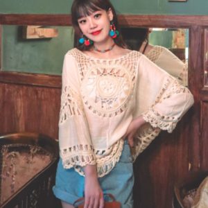 Bohemian Lightweight Sun Protection Top with Hollow Crochet Design for Women - Perfect Vacation Beachwear