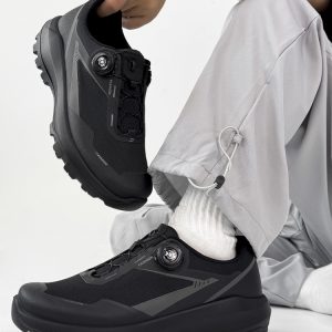 Breathable Black Cushioning Hiking Shoes for Men, Non-Slip Outdoor Walking and Running Commuter Shoes, Comfortable Sports Footwear