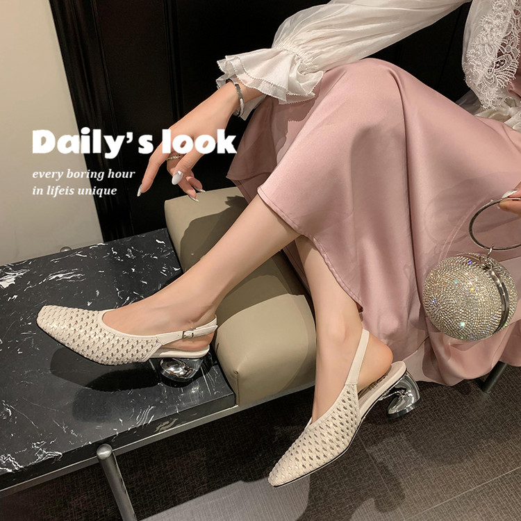 Breathable Hollow Woven Open-Toe Sandals for Women - French Exquisite Design, Fashionable Summer Footwear