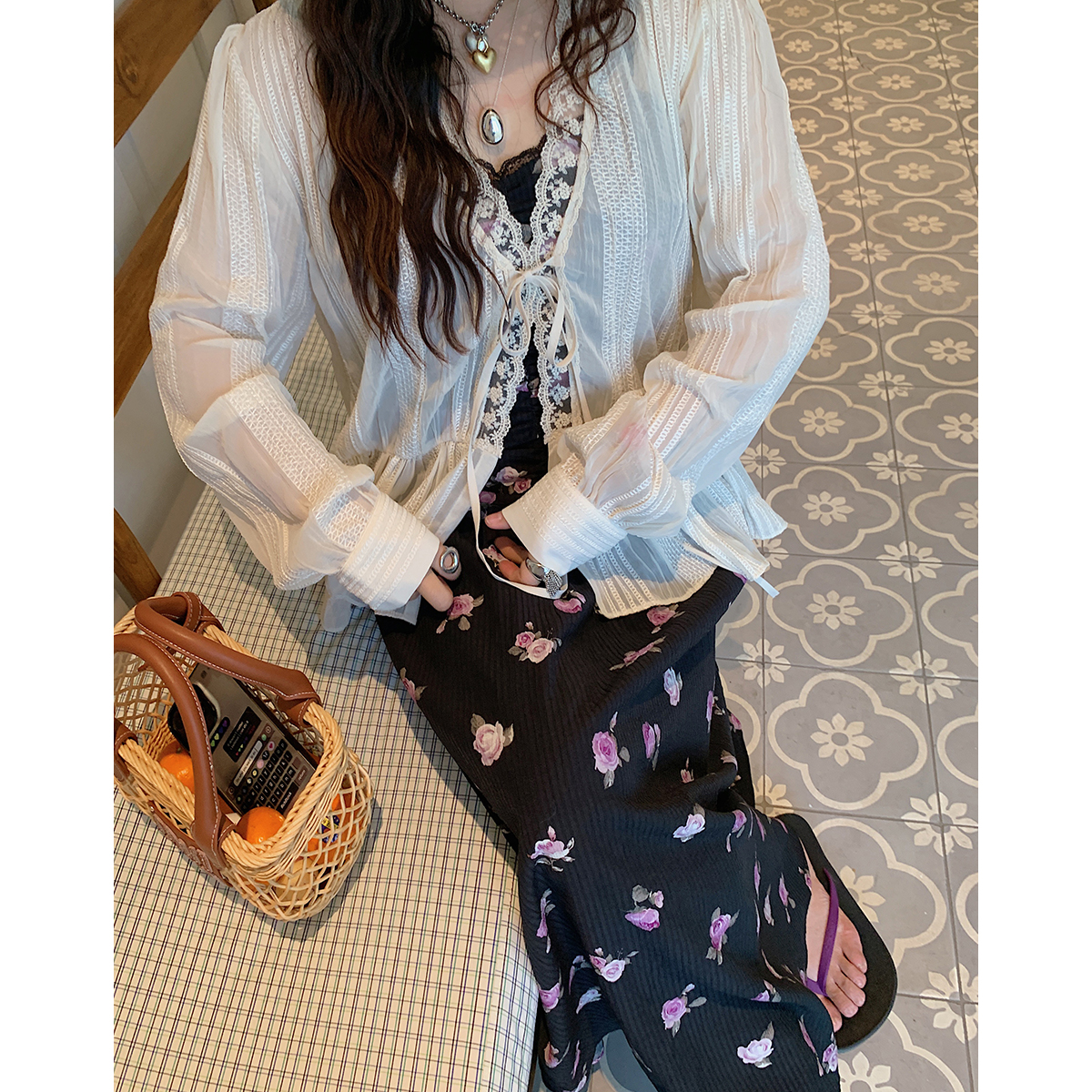 Breathable Long Sleeve Lace Blouse for Women - Summer 2025 Thin Shirt Jacket, Niche Design, Perfect for 90s and Y2K Fashion