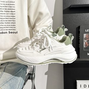 Breathable Mesh Casual Sports Shoes for Men - Summer Soft Sole Height-Increasing Minimalist Dad Sneakers - Popular Little White Shoes