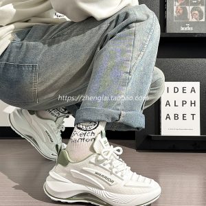 Breathable Mesh Casual Sports Shoes for Men - Summer Soft Sole Height-Increasing Minimalist Dad Sneakers - Popular Little White Shoes