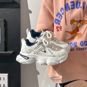 Breathable Mesh Dad Shoes for Women - Height-Increasing Casual Sports Sneakers - Versatile White Footwear for Sweet Girls 2025 Style