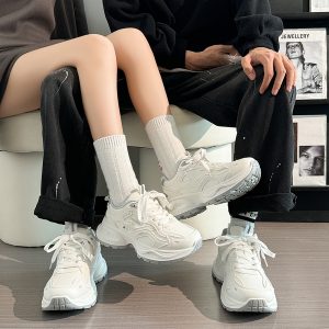 Breathable Mesh Dad Sneakers for Women and Men - Versatile 2025 Summer Sports Shoes in White