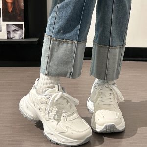 Breathable Mesh Dad Sneakers for Women and Men - Versatile 2025 Summer Sports Shoes in White