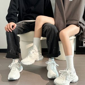 Breathable Mesh Dad Sneakers for Women and Men - Versatile 2025 Summer Sports Shoes in White