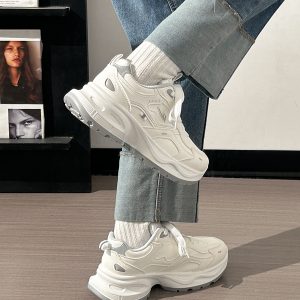 Breathable Mesh Dad Sneakers for Women and Men - Versatile 2025 Summer Sports Shoes in White