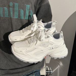 Breathable Mesh Dad Sneakers for Women and Men - Versatile 2025 Summer Sports Shoes in White