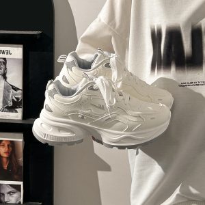 Breathable Mesh Dad Sneakers for Women and Men - Versatile 2025 Summer Sports Shoes in White