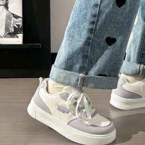 Breathable Mesh Flat Shoes for Women - Trendy Purple Taro Sports Sneakers for Summer 2025, Niche Style