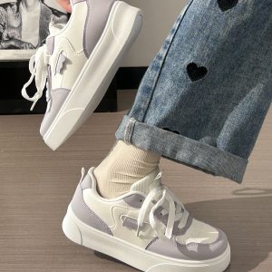 Breathable Mesh Flat Shoes for Women - Trendy Purple Taro Sports Sneakers for Summer 2025, Niche Style