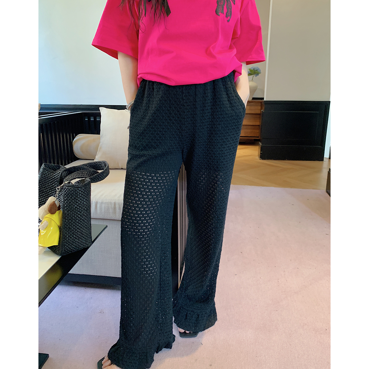 Breathable Plus Size Ruffled Edge Sun Protection Pants for Women - Summer 2025 Loose Thin Casual Style