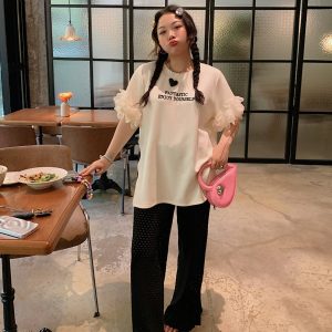 Breathable Plus Size Ruffled Edge Sun Protection Pants for Women - Summer 2025 Loose Thin Casual Style