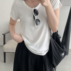 Breathable Sun Grapefruit T-Shirt in Cool Colors - Relaxed Fit, Round Neck, Short Sleeve, Women's Summer Minimalist Style