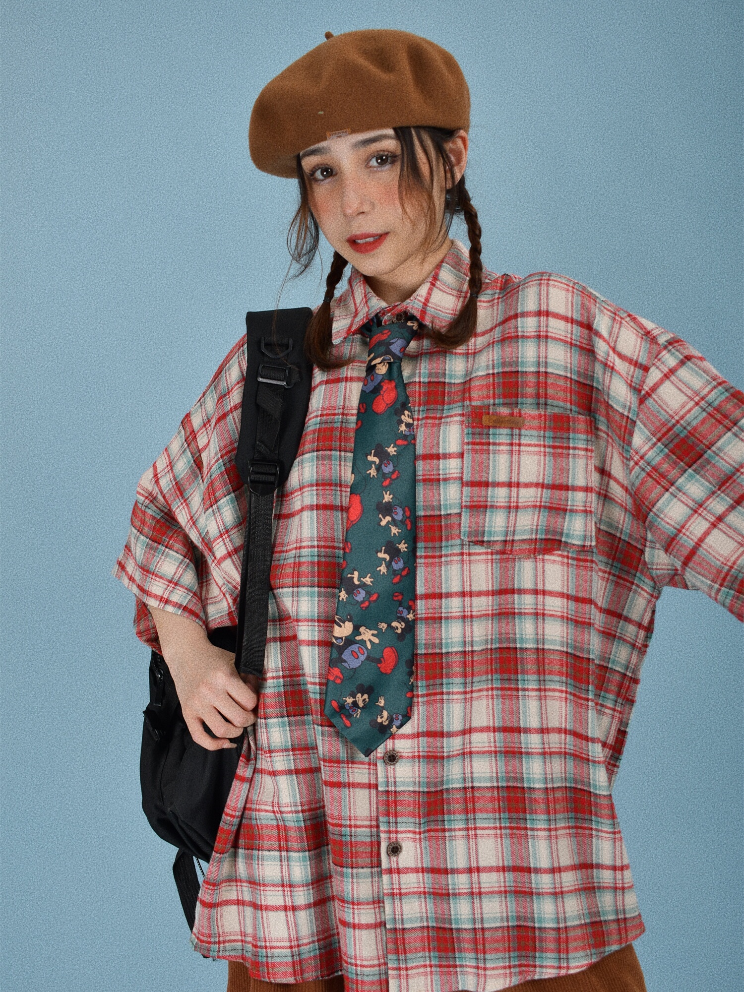 Brushed Plaid Short Sleeve Shirt for Men and Women, Casual Versatile Vintage Style, 90s Inspired Fashion, New Arrival Brushed Plaid Short Sleeve Shirt for Men and Women, Casual Versatile Vintage Style, 90s Inspired Fashion, New Arrival