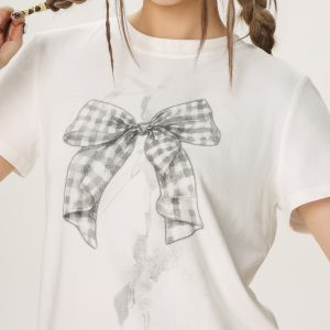 Butterfly Print Short Sleeve T-Shirt for Women - Casual Summer Versatile Slim Fit Top, Trendy 90s American Style