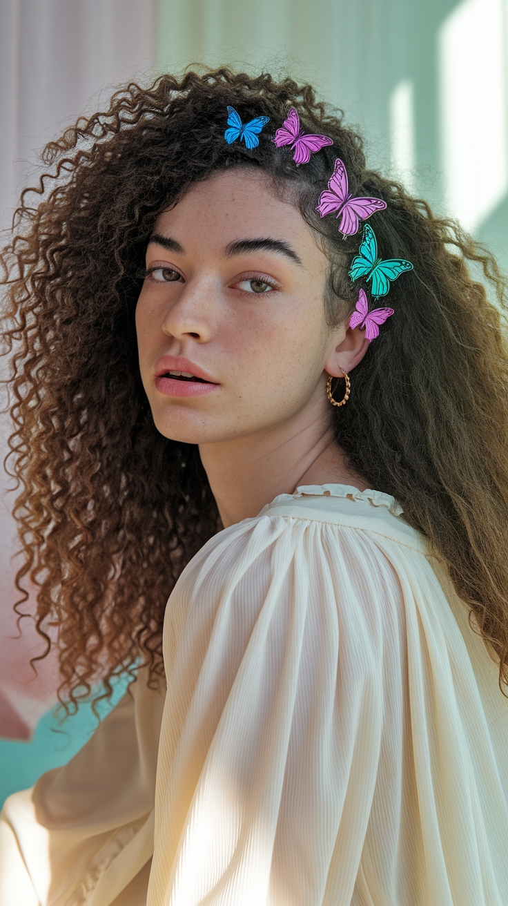 Butterfly Clips Curly Hair: A Trendy Hair Accessory outfit idea