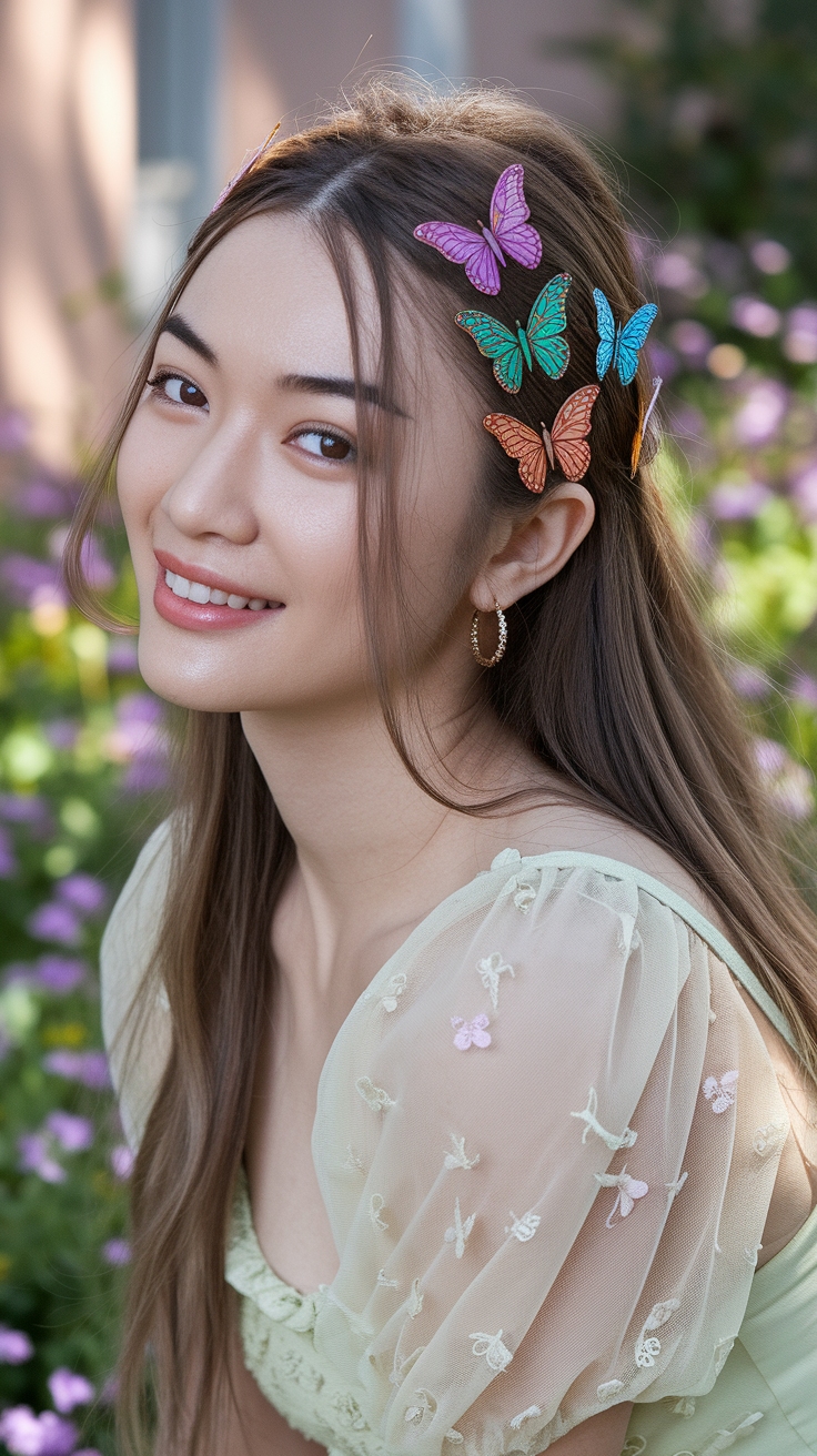 Butterfly Hair Clips Aesthetic for a Chic Finish outfit idea