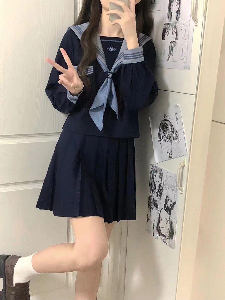 Camellia Cloud Sailor Girl JK Uniform Set - High School Sailor Suit with Long and Short Sleeve Tops, Classic Style, Y2K Fashion Camellia Cloud Sailor Girl JK Uniform Set - High School Sailor Suit with Long and Short Sleeve Tops, Classic Style, Y2K Fashion