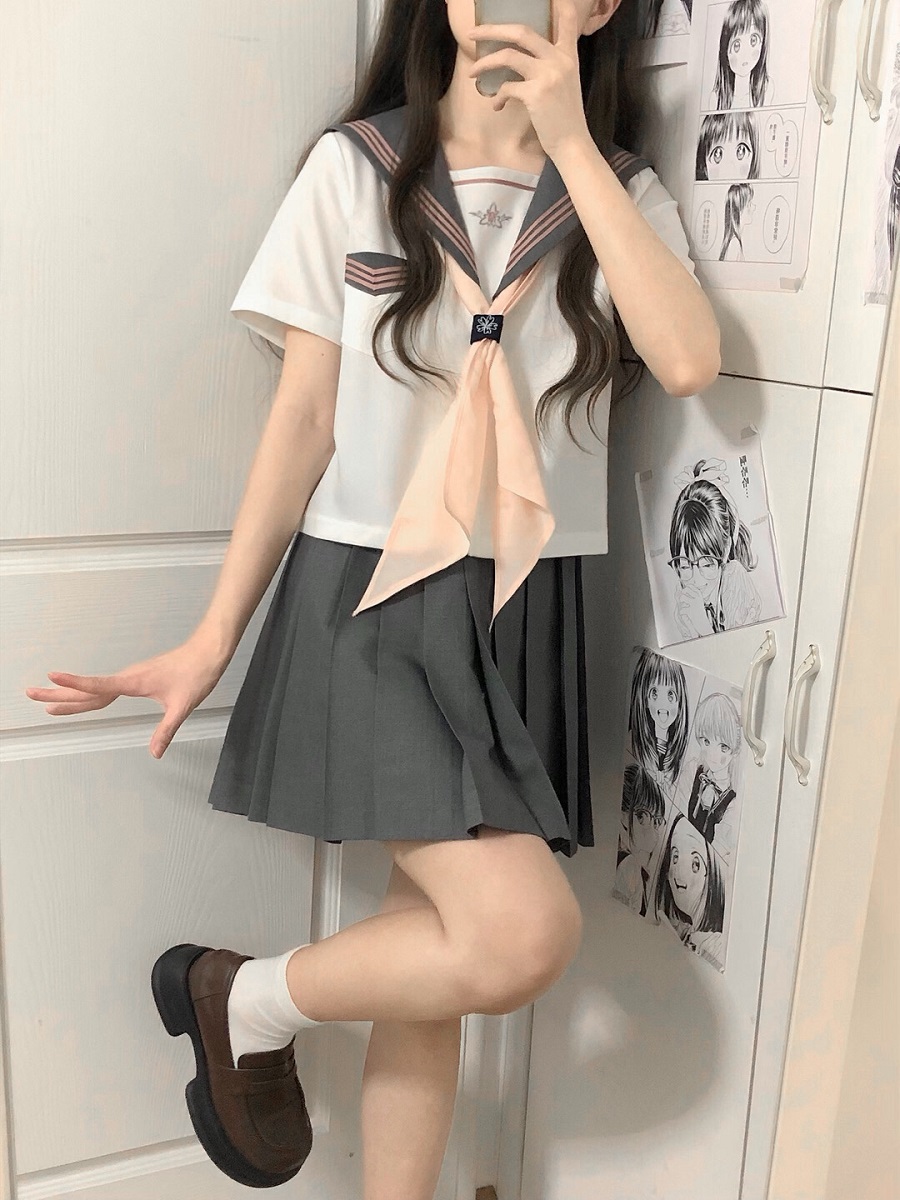 Camellia Cloud Sailor Girl JK Uniform Set - High School Sailor Suit with Long and Short Sleeve Tops, Classic Style, Y2K Fashion Camellia Cloud Sailor Girl JK Uniform Set - High School Sailor Suit with Long and Short Sleeve Tops, Classic Style, Y2K Fashion